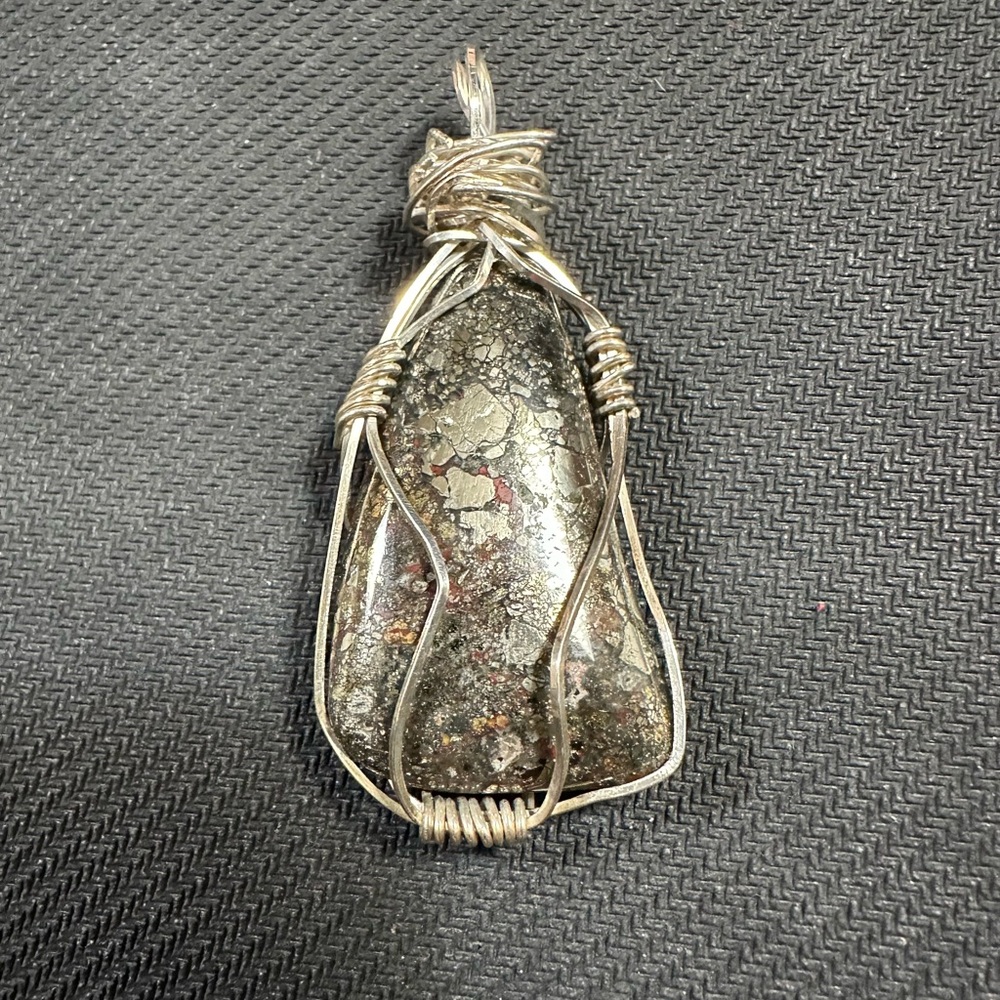 Sterling Silver Wire Wrapped Hematite-Pyrite Pendant
